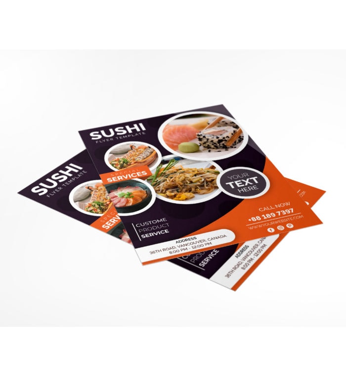 Sushi restaurant promotional flyers