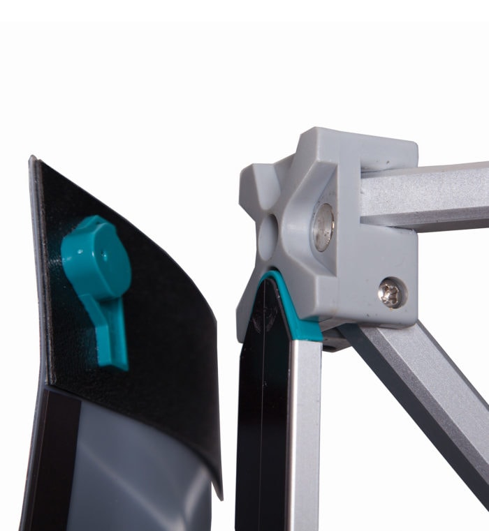 Close-up of a pop-up exhibition stand panel clip