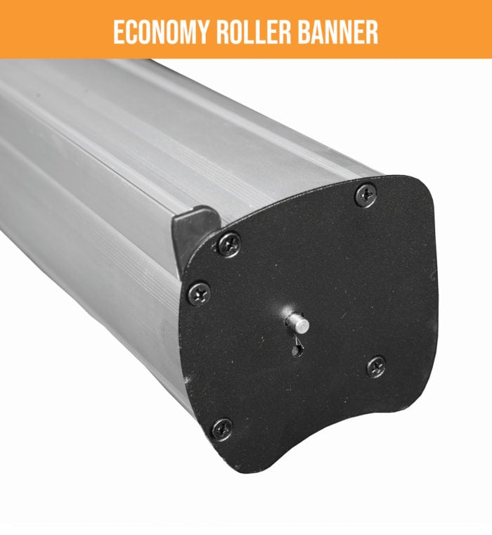 Durable Black End Cap Of The Economy Roller Banner Base.