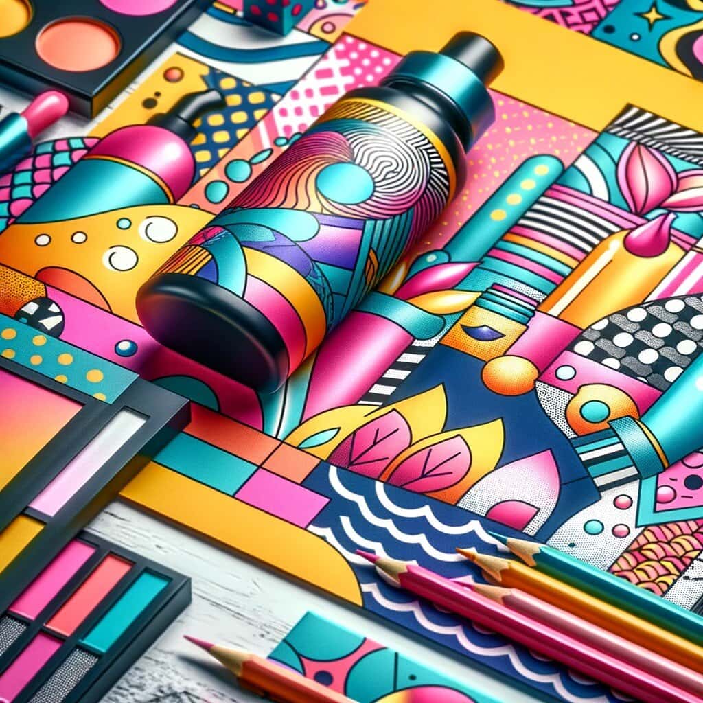 Colorful, Artistic Cosmetic Packaging With Abstract Patterns.