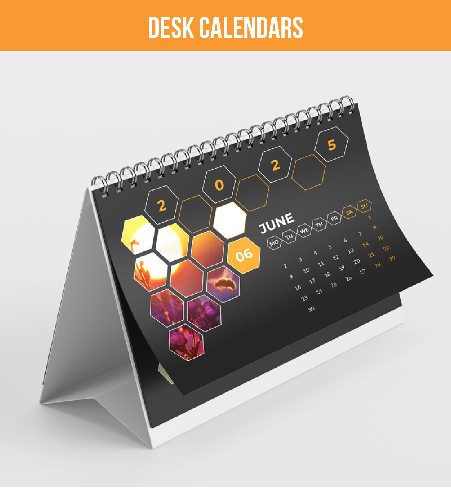 Custom Wiro-Bound Desk Calendar, Dl Landscape